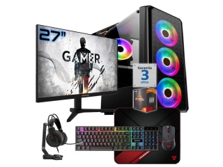 PC Gamer AMD Ryzen 5 5600G (6 N�cleos) - RAM 32Gb - Ssd 1Tb - Monitor 27" 100Hz - Wifi/Bt Combo Accesorios Windows