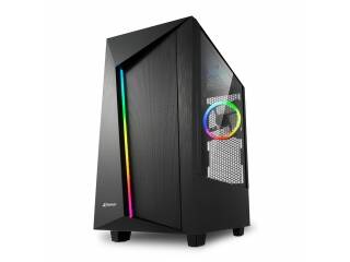 Gabinete Gamer Sharkoon Rev100 Atx Rgb 2 Fanes 120mm Lateral Derecho Vidrio Templado Cubierta Superior