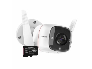 Camara De Seguridad Ip Wifi TP-LINK TAPO C310 3Mp Vision Nocturna Exterior Incluye Memoria MicroSD 128Gb C10