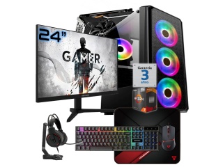 PC Gamer AMD Ryzen 7 5700G (8 N�cleos) - Video RX580 8Gb - RAM 32Gb - Ssd 1Tb - Monitor 24" 100Hz - Wifi/Bt - Accesorios
