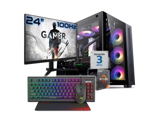PC Gamer AMD Ryzen 3 5300G Quad Core Video ARC A380 6Gb RAM 16Gb Ssd Nvme 1Tb Wifi Bt Monitor 24 Teclado Mouse  W11Pro