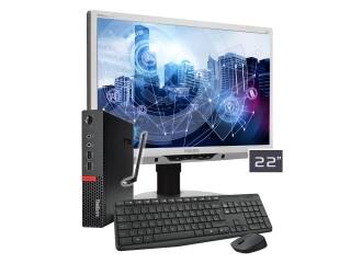 Equipo Ultra Mini Pc Lenovo Tiny M910 Intel Core i3 6100t 8Gb 256Gb Wifi Monitor 22 Fhd 1080p Teclado Mouse Inalambrico