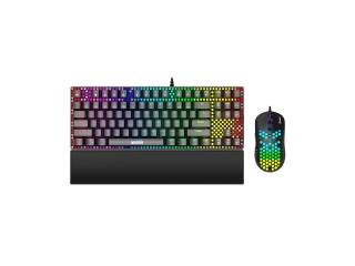 Combo Gamer Marvo Pro Cm373 Teclado Mecanico Rgb Con Reposa Mu�ecas Mouse Optico 6400Dpi Rgb