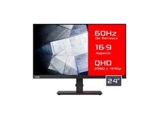 Monitor Lenovo Thinkvision 24 P24q-20 Pivotante Qhd Ips 1440p 60Hz Lcd  Conexiones Hdmi Dp Compatible Con Vesa 100 x 100