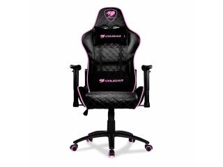 Silla Gamer Cougar Armor One Eva Negro y Rosado Soporta Hasta 120kg Regulable Ergonomica Reclinable 180 Grados Almohadon