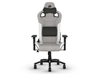 Silla Gamer CORSAIR T3 Rush 2023 Gris y Blanco Hasta 120kg Regulable Ergonomica Reclinable 160 Grados Almohadones