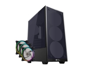 Gabinete Gamer Shot Gaming 8012 + 3 Fanes Rgb 120mm Atx Con Frente y Lateral De Vidrio Templado