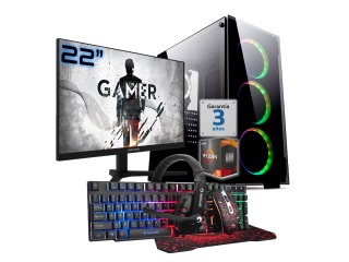 PC Gamer AMD Ryzen 5 4500 Video Rtx 1650 4Gb Gddr6 RAM 16Gb Ssd Nvme 1Tb Wifi Bt Monitor 22 100Hz Combo Accesorios