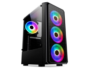 Gabinete Gamer NSX 902M + 4 Fanes Rgb 120mm + Fuente 650w 80P Bronce Lateral Vidrio Templado