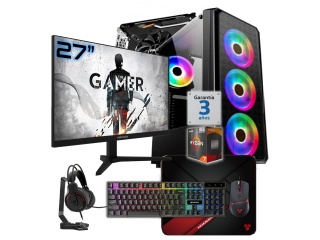 PC Gamer AMD Ryzen 7 5700G (8 N�cleos) - Video RX580 8Gb - RAM 32Gb - Ssd 1Tb - Monitor 27" 100Hz - Wifi/Bt - Accesorios