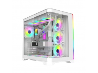 Gabinete Gamer SHOT GAMING SUP-420W PRO RGB Con Lateral De Vidrio Templado Blanco