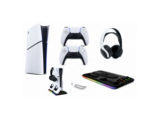 Consola Ps5 Sony Playstation 5 Slim 1Tb Digital 2 Joystick DualSense Astro's Playroom + Base + Auriculares
