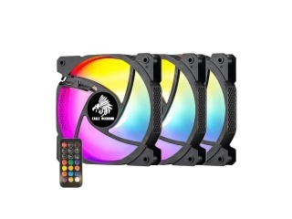 Kit 3 Fanes EAGLE WARRIOR Argb 120mm Hub 6 Puertos Con Control Remoto