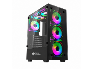 Gabinete Gamer SHOT GAMING SHOT-SUP-8012-4C Atx + 4 Fanes 120mm Argb Con Frente y Lateral De Vidrio Templado
