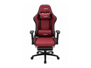 Silla Gamer DEEP Ergonomica Regulable 155 Grados Soporta Hasta 158kg Apoya Pies Material Cuero Sintetico Roja