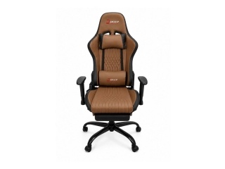 Silla Gamer DEEP Ergonomica Regulable 155 Grados Soporta Hasta 158kg Apoya Pies Material Cuero Sintetico Marron