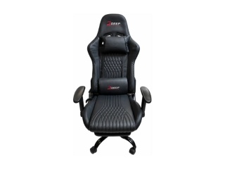 Silla Gamer DEEP Ergonomica Regulable 155 Grados Soporta Hasta 158kg Apoya Pies Material Cuero Sintetico Negra