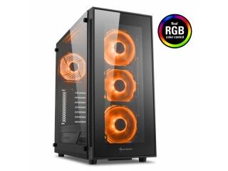 GABINETE GAMER SHARKOON TG5 RGB 4 FANES 120MM HUB 6 PORT