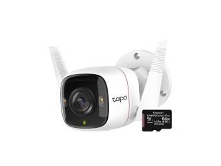 Camara Seguridad TPLINK TAPO C320ws Wifi 2K 2560x1440 4mp Exterior Nocturna Incluye Memoria MicroSD 64Gb C10