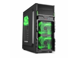 GABINETE GAMER SHARKOON VG5W ACRILICO 3 FANES 120MM VERDE