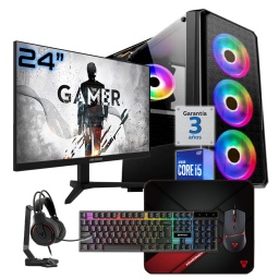 PC Gamer INTEL Core i5 10400F - Rx 560 4Gb - RAM 16Gb - Ssd 1Tb - Monitor 24 - Wifi/Bt - Accesorios - Windows