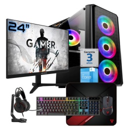 PC Gamer INTEL Core i3 13100F - Rtx 3050 6Gb - RAM 16Gb - Ssd 1Tb - Monitor 24 - Wifi/Bt - Accesorios - Windows