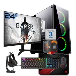 PC Gamer AMD Ryzen 5 5600GT (6 N�cleos) - RAM 32Gb - Ssd 1Tb - Monitor 24" 100Hz - Wifi/Bt Combo Accesorios Windows