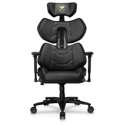 Silla Gamer COUGAR Terminator Elite Soporta Hasta 135Kg Regulable Reclinable 150 Grados Almohadones Gold