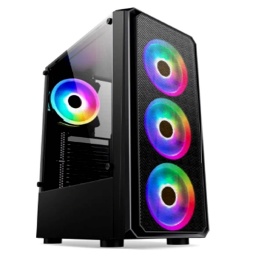 Gabinete Gamer NSX 902M + 4 Fanes Rgb 120mm + Fuente 650w 80P Bronce Lateral Vidrio Templado