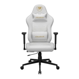 Silla Gamer COUGAR Pryme White Regulable 115 Grados Soporta Hasta 120kg Material Cuero Sintetico