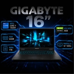 Notebook Gamer GIGABYTE A16 Core i7 13620H - RTX 5050 8Gb - 64Gb - 1Tb - Pantalla 16 FHD+ 165Hz - Windows 11