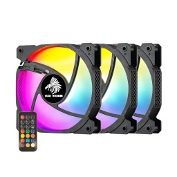Kit 3 Fanes EAGLE WARRIOR Argb 120mm Hub 6 Puertos Con Control Remoto