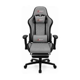 Silla Gamer DEEP Ergonomica Regulable 155 Grados Soporta Hasta 158kg Apoya Pies Material Cuero Sintetico Gris