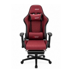 Silla Gamer DEEP Ergonomica Regulable 155 Grados Soporta Hasta 158kg Apoya Pies Material Cuero Sintetico Roja