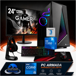 PC Gamer INTEL Core i5 12400F - ARC B570 10Gb - RAM 16Gb - 1Tb - WiFi+Bluetooth - Monitor 24" 120Hz - Accesorios