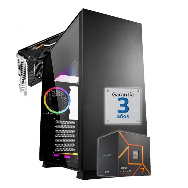 PC Gamer AMD Ryzen 7 7700 B650m Am5 Ram 32Gb Ddr5 Nvme 2Tb Rtx 3070 8Gb Gddr6 Hdmi Dp Wifi Win10 64bit Espa�ol