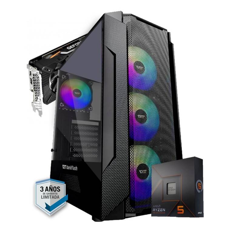 Pc Gamer AMD Ryzen 5 7600 Am5 Ram 16Gb Ddr5 Nvme 1Tb Rtx 3050 8G Gddr6 Hdmi Dp Winndows 10 64bit
