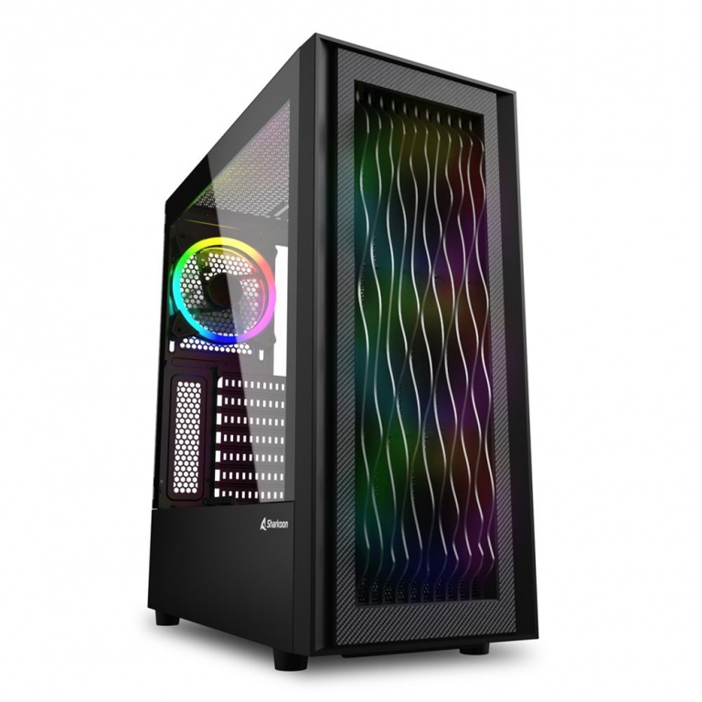 Gabinete Gamer Sharkoon Rgb Wave 4 Fanes 120mm 4 Puertos Vidrio Templado