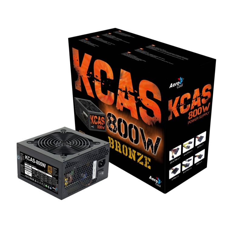 Fuente De Poder AEROCOOL 800w 80 Plus Bronce KCAS-800W