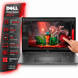 Notebook DELL Precision 5570 Intel Core i7 12800H - Rtx A1000 4Gb - 32Gb - 1Tb - Pantalla 15.6" 4k Tactil - W11 Pro