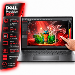 Notebook DELL Precision 5570 Intel Core i7 12800H - Rtx A1000 4Gb - 24Gb - 512Gb - Pantalla 15.6" 4k Tactil - W11 Pro