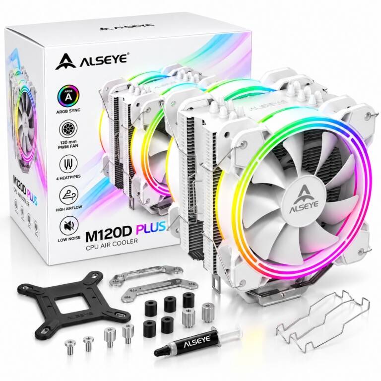 Disipador CPU ALSEYE Cooler Max M120D-PLUS II Rgb Para Intel y Amd Blanco