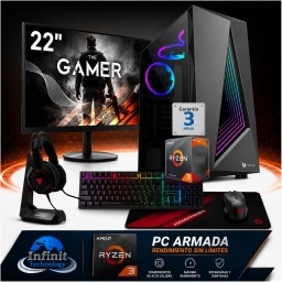 PC Gamer AMD Ryzen 3 3200G - RAM 8Gb - Ssd Nvme 256Gb - Rx Vega 8 - Monitor 22" 100Hz - Accesorios - Windows 11