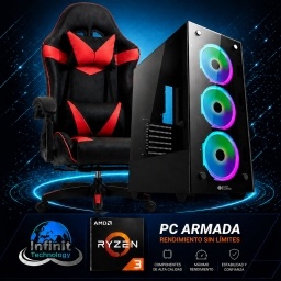 PC Gamer AMD Ryzen 3 3200G - RAM 16Gb - Ssd Nvme 512Gb - Wifi + Bluetooth - Windows 11 - Silla Gamer Con Masajeador